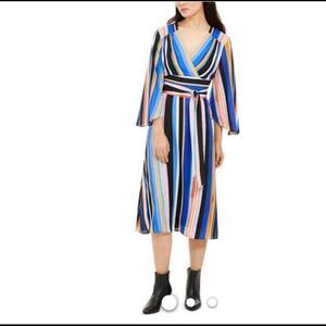 NY Collection Petite Striped Fit & Flare Dress Sz PM